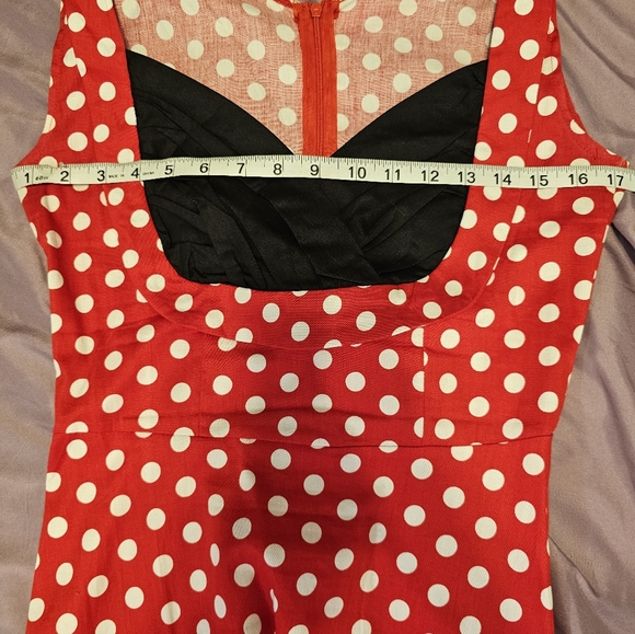 Vintage Retro Polka Dot A-Line Dress Sweetheart Neckline Size Small Red/White - Picture 5 of 7